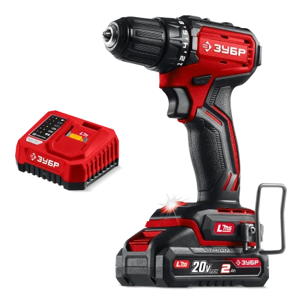 ЗУБР 20 В, 45 Нм, 1 АКБ LMS (2 Ач), бесщеточная дрель-шуруповерт (ДБ-45-21) купить в Новом Уренгое