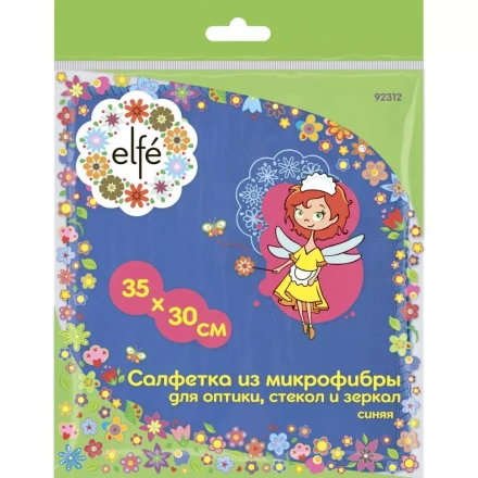 Салфетка из микрофибры для оптики стекол и зеркал синяя 350 х 300 мм Elfe 92312 купить в Новом Уренгое
