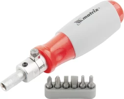 Отвертка реверсивная, поворотная головка, набор бит, CrV , 6 шт MATRIX 11548