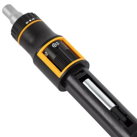 Отвертка реверсивная с револьверным механизмом Denzel 7711601, 11 шт, сталь S2 купить в Новом Уренгое