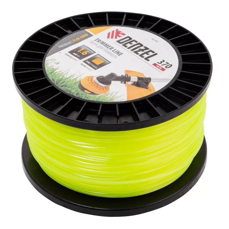 Леска для триммера квадрат 1,6мм х 370м, на DIN катушке FLEX CORD// Denzel 96290 купить в Новом Уренгое