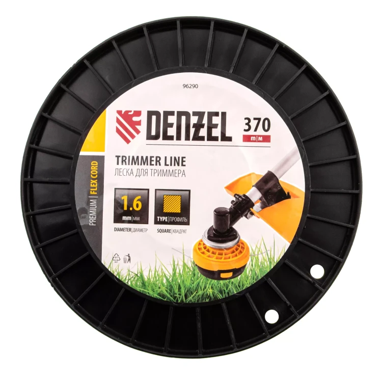 Леска для триммера квадрат 1,6мм х 370м, на DIN катушке FLEX CORD// Denzel 96290 купить в Новом Уренгое