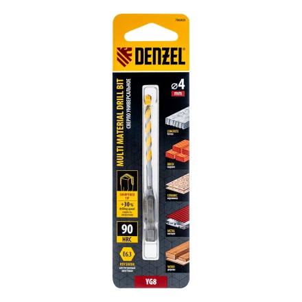 Сверло универсальное, Multi cut, 4 мм Denzel 706005 купить в Новом Уренгое