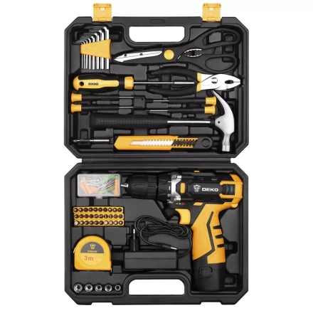 Дрель аккумуляторная DKCD12FU-Li DEKO + набор 104 инструмента для дома, 063-4112 купить в Новом Уренгое