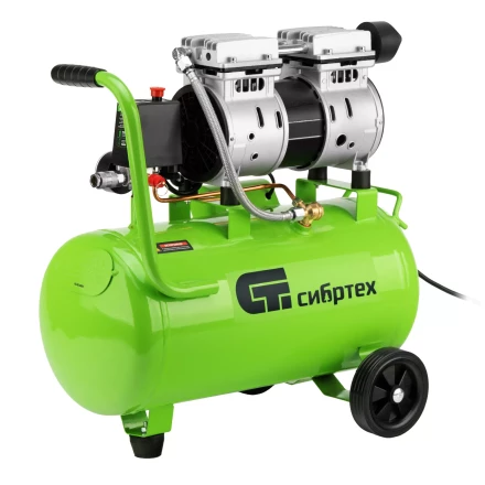 Компрессор безмаслянный малошумный Сибртех МБ 1100/24,1100 Вт, 24 л, 170 л/мин 58006 купить в Новом Уренгое