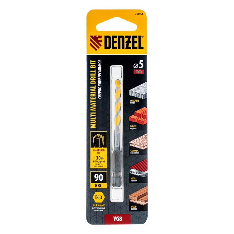 Сверло универсальное, Multi cut, 5 мм Denzel 706006 купить в Новом Уренгое