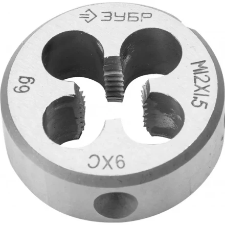 Плашка ЗУБР "МАСТЕР" круглая ручная для нарезания метрической резьбы, мелкий шаг, М12 x 1,5 4-28022-12-1.5 купить в Новом Уренгое