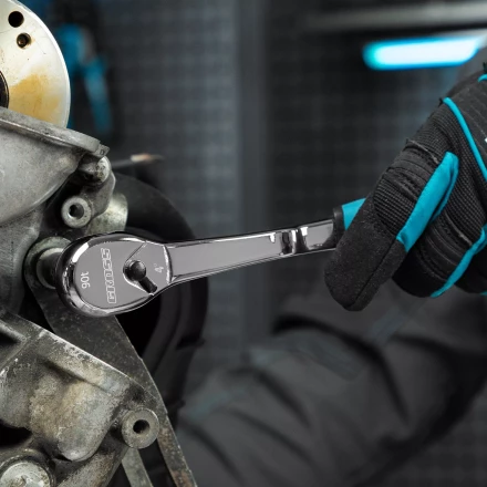 Ключ-трещотка 3/8&quot; Gross 14054, CrV, 90 зубьев, усиленный, хром купить в Новом Уренгое