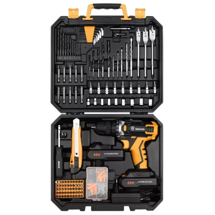 Дрель аккумуляторная DEKO DKCD20FU-Li, 063-4143 + набор 193 аксессуара купить в Новом Уренгое