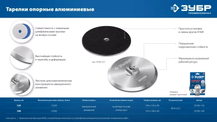 ЗУБР d 100 мм, М14, держатель алюминиевый для АГШК, ПРОФЕССИОНАЛ (35783-100) купить в Новом Уренгое