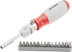 Отвертка реверсивная, телескопическая, силовой элемент под ключ, набор бит, CrV, 15 шт MATRIX 11552