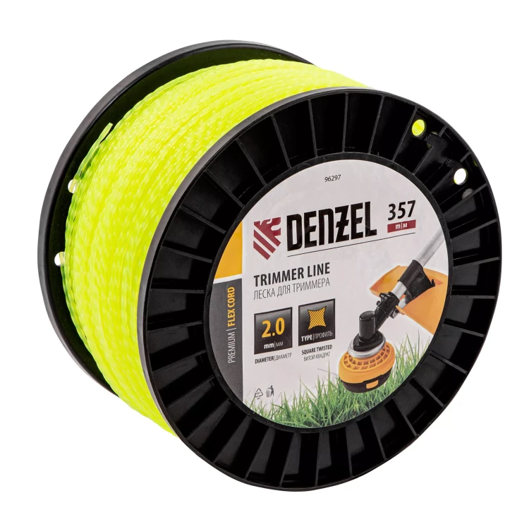Леска для триммера витой квадрат, 2,0мм х 357м, на DIN катушке FLEX CORD// Denzel 96297 купить в Новом Уренгое