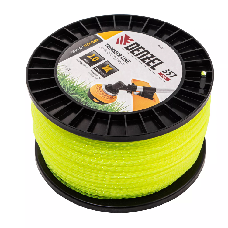 Леска для триммера витой квадрат, 2,0мм х 357м, на DIN катушке FLEX CORD// Denzel 96297 купить в Новом Уренгое