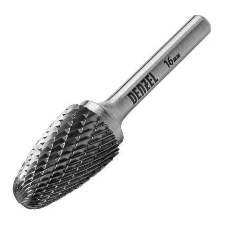 Борфреза по металлу твердосплавная Denzel, параболическая, тип-F, 16 мм 72046 купить в Новом Уренгое