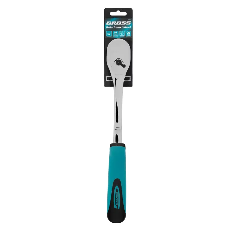 Ключ-трещотка 1/2" Gross 14055, CrV, 90 зубьев, усиленный, хром купить в Новом Уренгое