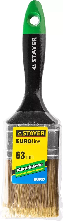 STAYER “KANEKARON-EURO”. Кисть плоская, искусственная щетина, деревянная ручка, 63мм 0106-063 купить в Новом Уренгое