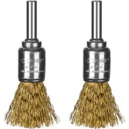 ЗУБР "ПРОФЕССИОНАЛ". Набор щеток кистевых для дрели, витая стальная латунированная проволока 0,3мм, 17мм, 2шт 35225-17-H2_z02