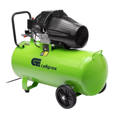 Компрессор воздушный Сибртех КК-2200/100 58009, 2,2 кВт, 350 л/мин, 100 л, прямой привод, масляный купить в Новом Уренгое