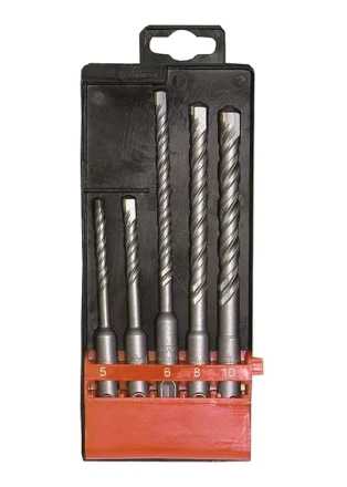 Набор буров по бетону 5-6х110 6-8-10х160 мм 5 шт в пластиковой коробке SDS PLUS MATRIX 71095 купить в Новом Уренгое
