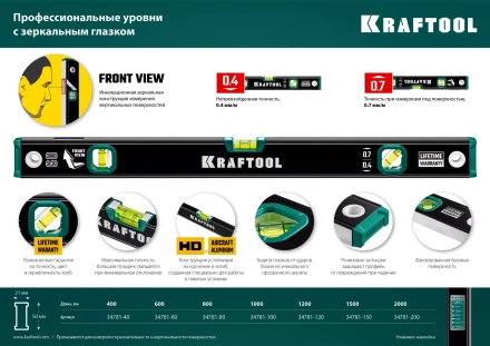 Профессиональный уровень с зеркальным глазком KRAFTOOL 34781-150 купить в Новом Уренгое