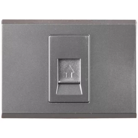 Розетка СВЕТОЗАР &quot;ЭФФЕКТ&quot; телефонная, одинарная, без вставки и рамки, цвет светло-серый металлик SV-54417-SM купить в Новом Уренгое