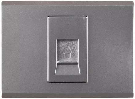 Розетка СВЕТОЗАР &quot;ЭФФЕКТ&quot; телефонная, одинарная, без вставки и рамки, цвет светло-серый металлик SV-54417-SM купить в Новом Уренгое