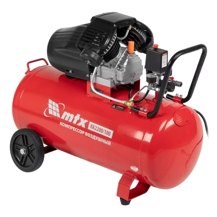 Компрессор воздушный MTX КК-2200/100, 2,2 кВт, 350 л/мин, 100 л, прямой привод, масляный купить в Новом Уренгое