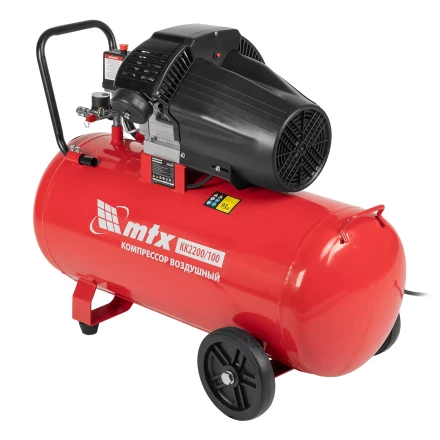 Компрессор воздушный MTX КК-2200/100, 2,2 кВт, 350 л/мин, 100 л, прямой привод, масляный купить в Новом Уренгое