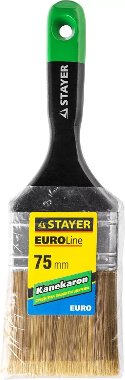 STAYER “KANEKARON-EURO”. Кисть плоская, искусственная щетина, деревянная ручка, 75мм 0106-075 купить в Новом Уренгое