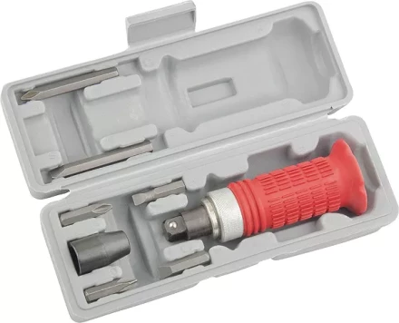 Отвертка ударно-поворотная 1/2&quot;, набор бит, 6 шт., обрезиненная ручка, в пласт. боксе  MATRIX 11579 купить в Новом Уренгое