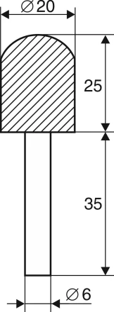 Шарошка абразивная Цилиндр с закруглением 20х25х6 мм Энкор 21656 купить в Новом Уренгое