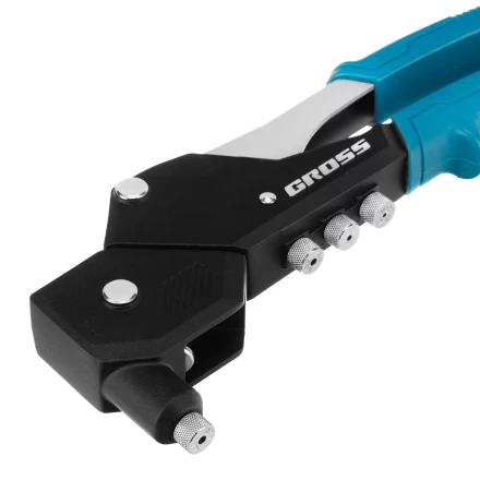 Заклепочник ручной Gross 40418, 290 мм, поворотный, 0-360, заклепки 2,4-3,2-4,0-4,8 мм купить в Новом Уренгое