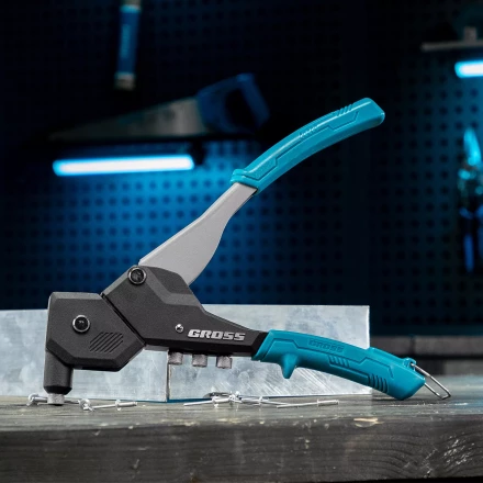 Заклепочник ручной Gross 40418, 290 мм, поворотный, 0-360, заклепки 2,4-3,2-4,0-4,8 мм купить в Новом Уренгое