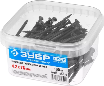 Саморезы фосфатированные с крупной резьбой, гипсокартон-дерево, ЗУБР 300031-42-076, PH2, 4,2 x 76 мм, 100 шт 300031-42-076 купить в Новом Уренгое