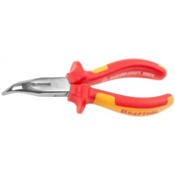 Тонкогубцы "ELECTRO-KRAFT" изогнутые, Cr-Mo сталь, двухкомпонентная маслобензостойкая рукоятка, хромированное покрытие, 160мм, KRAFTOOL 2202-4-16 2202-4-16_z01