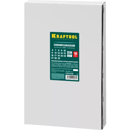 Наборы ключей комбинированных KRAFTOOL, Cr-V, DIN 3110, в EVA-ложементе 27079-H18E купить в Новом Уренгое
