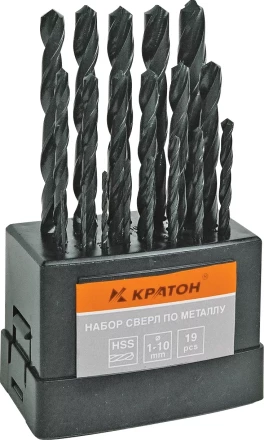 Набор сверл по мет 1,0-10,0 мм 19 шт Кратон 1 05 01 006 купить в Новом Уренгое