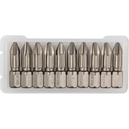 Биты &quot;ЕХPERT&quot; торсионные кованые, обточенные, KRAFTOOL 26121-2-25-10, Cr-Mo сталь, тип хвостовика C 1/4&quot;, PH2, 25мм, 10шт 26121-2-25-10 купить в Новом Уренгое