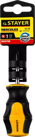 Отвертка STAYER &quot;MASTER&quot; &quot;HERCULES&quot;, Сr-V, противоскользящая рукоятка, PH1x38мм 25052-38-1_z02 купить в Новом Уренгое