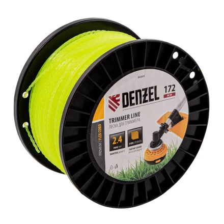 Леска для триммера зубчатый квадрат, 2,4мм х 172м, на DIN катушке FLEX CORD// Denzel 96804 купить в Новом Уренгое