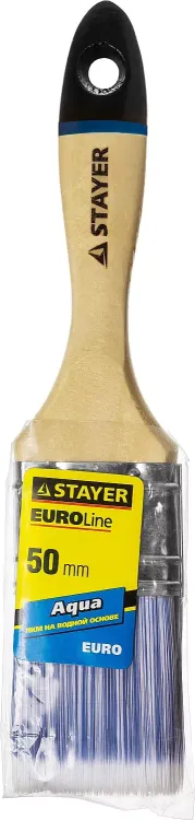 Кисть плоская STAYER "EURO", "AQUA" для воднодисперсионных и акриловых ЛКМ, искусств щетина, деревян ручка, 2"/50мм 01062-050 купить в Новом Уренгое