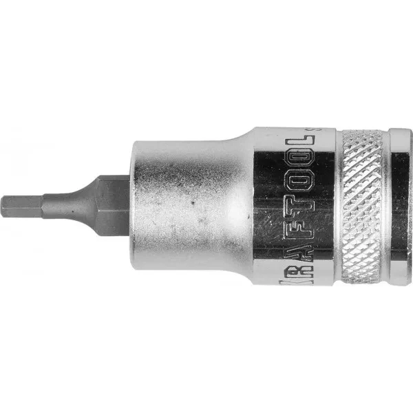 Торцовая бита-головка KRAFTOOL "INDUSTRIE QUALITAT", материал S2, HEX, сатинированная, 1/2", H3 27908-03_z01 купить в Новом Уренгое