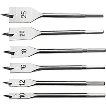 Набор сверл перовых по дереву 10-12-16-18-20-25 мм 6 штук 6-гранный хвостовик СИБРТЕХ 704155 купить в Новом Уренгое