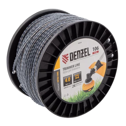 Леска для триммера двухкомпонентная витой квадрат, 4,0мм х 106м, на DIN катушке EXTRA CORD// Denzel 96826 купить в Новом Уренгое