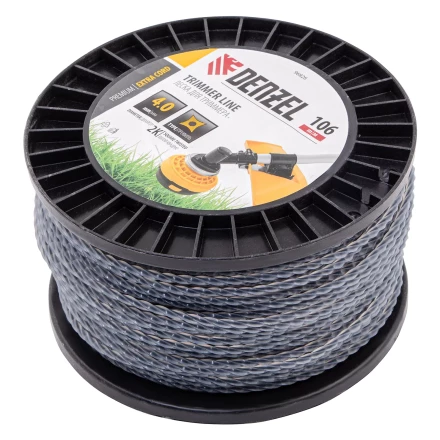 Леска для триммера двухкомпонентная витой квадрат, 4,0мм х 106м, на DIN катушке EXTRA CORD// Denzel 96826 купить в Новом Уренгое