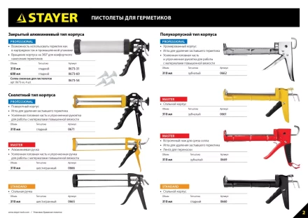 Пистолет для герметика STAYER &quot;STANDARD&quot; 0660, полукорпусной, гладкий шток, 310мл 0660 купить в Новом Уренгое