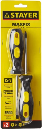 Набор STAYER &quot;MASTER&quot;: Отвертки слесарные, двухкомпонентная рукоятка, магнитный наконечник, 2 / 6мм - 100мм, 2шт 2513-H2_z01 купить в Новом Уренгое
