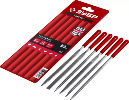 ЗУБР 6 шт, 160 мм, в чехле, с ручками набор надфилей (16016-H6) купить в Новом Уренгое