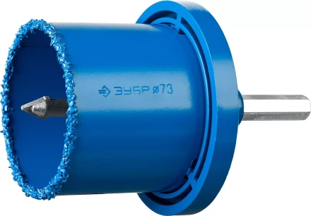 Набор кольцевых коронок ЗУБР &quot;ПРОФЕССИОНАЛ&quot; c карбид-вольфрамовым нанесением, 6 предм. в кейсе: коронки O 33, 53, 67, 73 мм, основание, сверло 33350-H6_z01 купить в Новом Уренгое