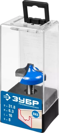ЗУБР 31.8 x 16 мм, радиус 6.3 мм, фреза пазовая фасонная №2, Профессионал (28741-31.8) купить в Новом Уренгое